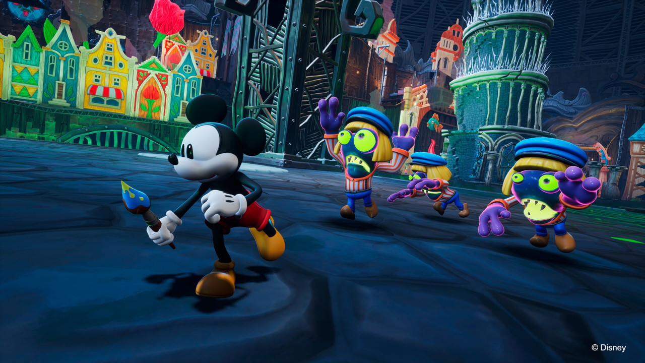 mickey runs away in disney epic mickey airbrushed