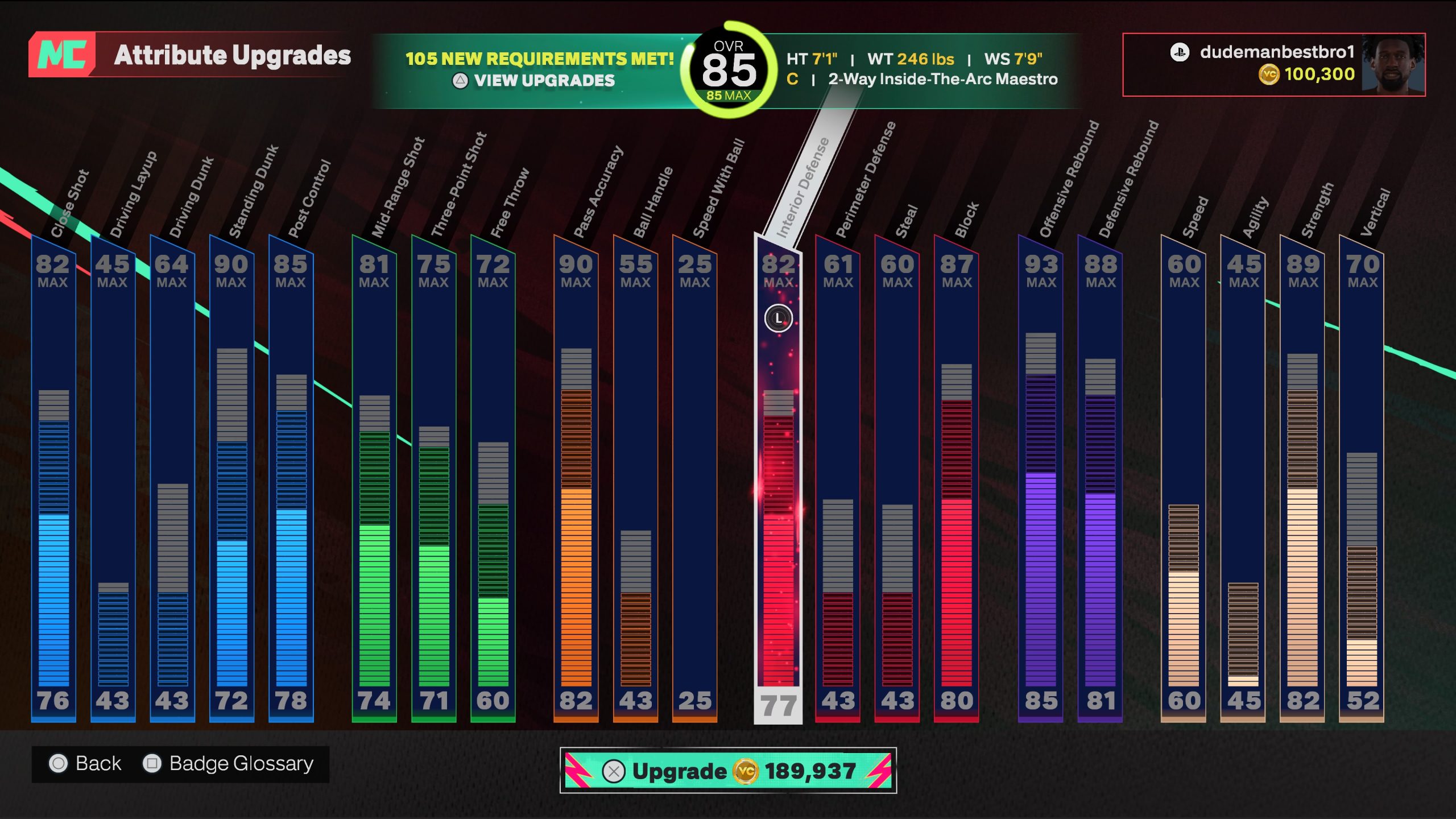 progression screen in NBA 2K25