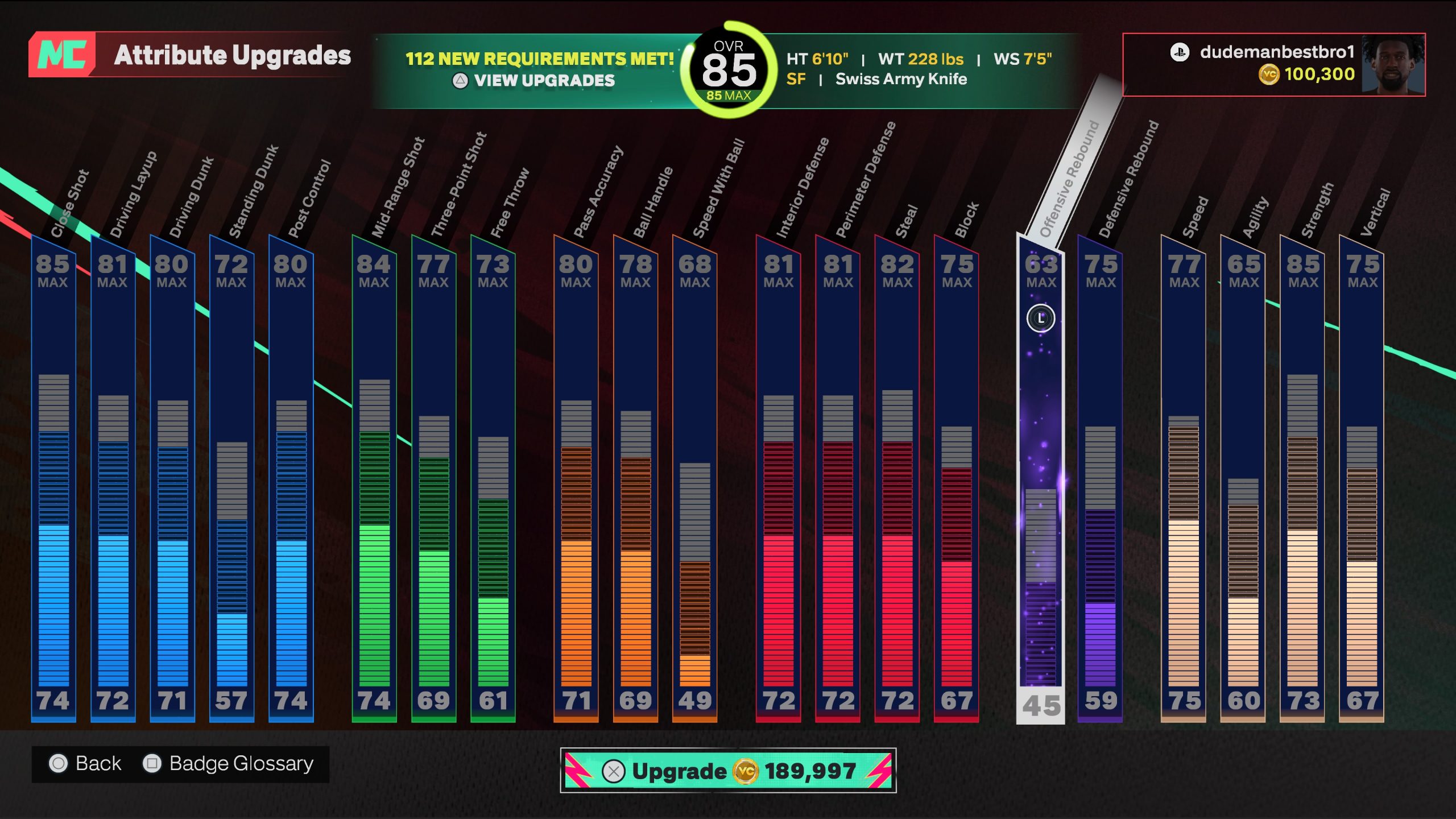 progression screen in NBA 2K25