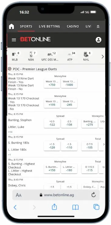 Darts Betting Registration BetOnline Step 4