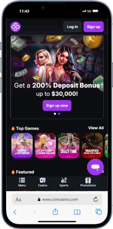 Step 1 - Visit the CoinCasino Homepage