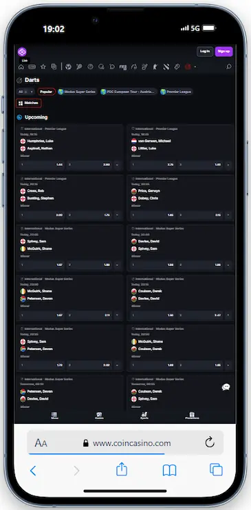 Betting On Darts At CoinCasino