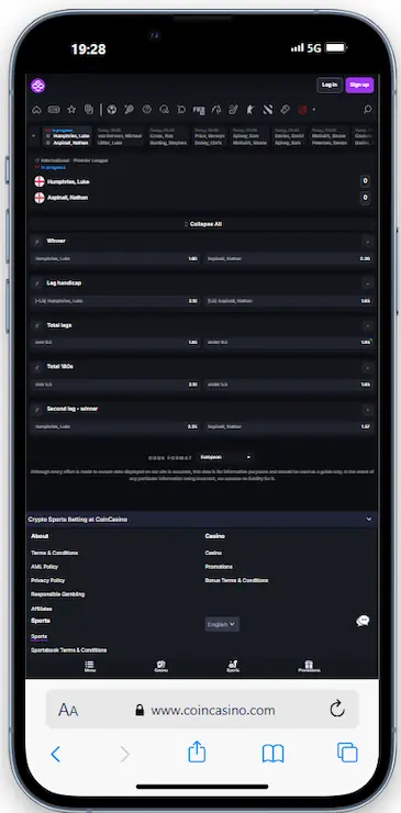 Darts In-Play Betting