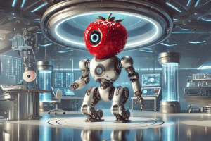 OpenAI may launch its new AI 'Strawberry' in two weeks - report. Advanced robot in a lab with a strawberry head