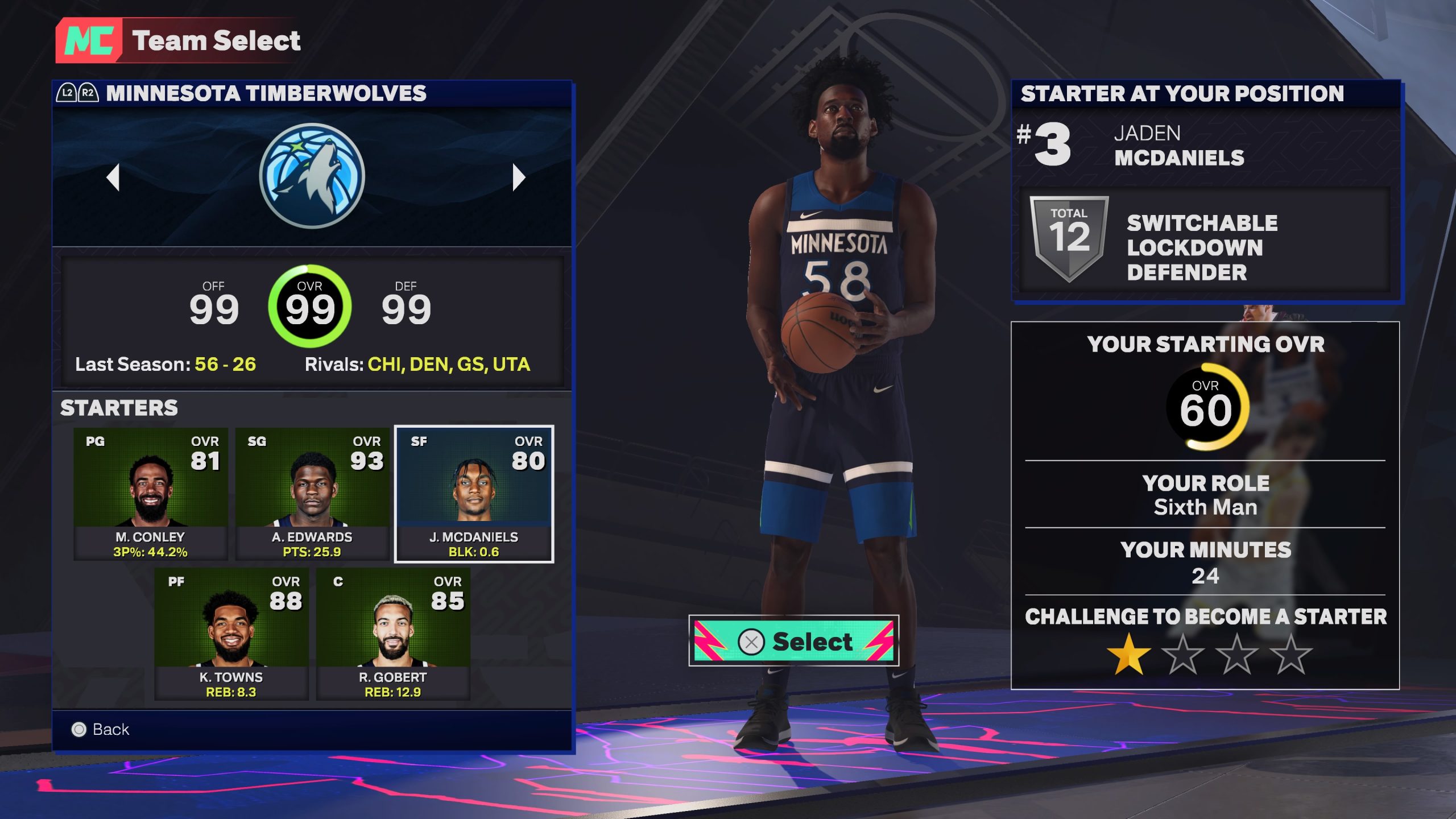 choosing a team in NBA 2K25 myCareer