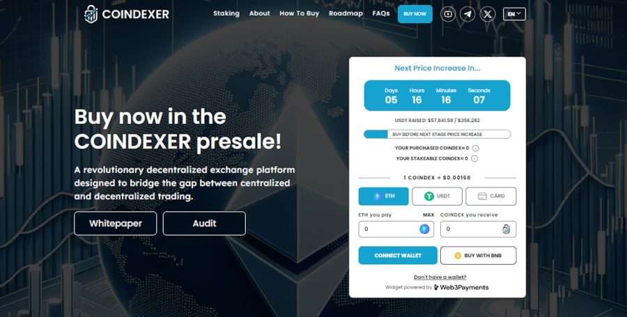 COINDEXER Presale Surpasses $50,000 Mark – Now Accepting Card Payments and BNB