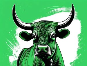 Bull on a green background