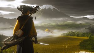 A samurai looks out of Mount Yotai in Ghost of Yotai