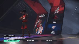 screen showing a completed shooting guard build in NBA 2K25