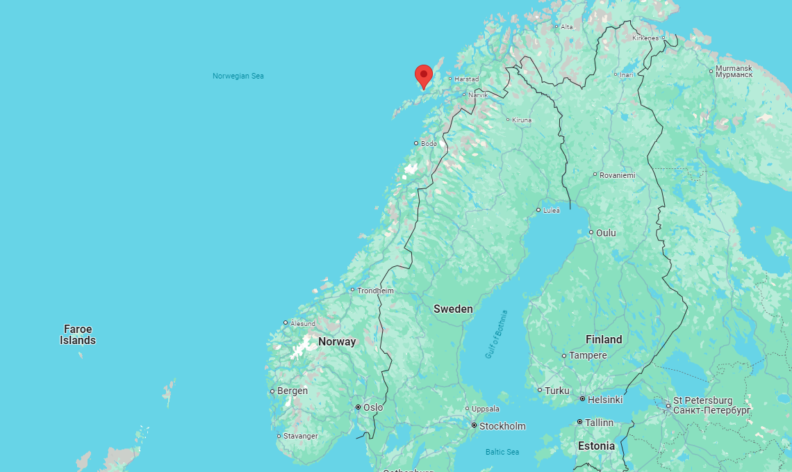 El mapa de Google muestra la ubicación de Stokmarknes