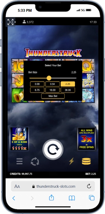 Thunderstruck Slot Bet Size