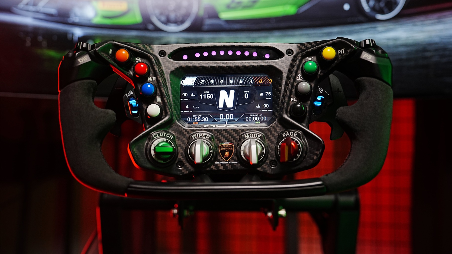 The Moza Racing x Lamborghini Essenza SCV12 race sim wheel