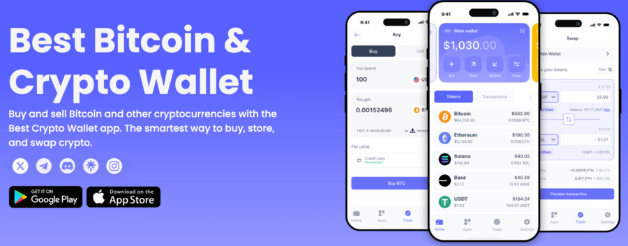 Buy Bitcoin and 60 other cryptocurrencies via Best Wallet. Download the app from Google Play and the App Store!