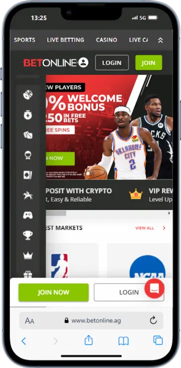BetOnline Tennis Betting Registration Step 1