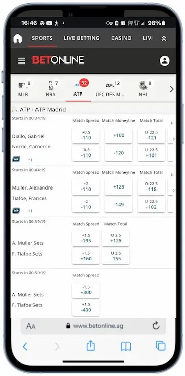 BetOnline Tennis Betting Registration Step 4