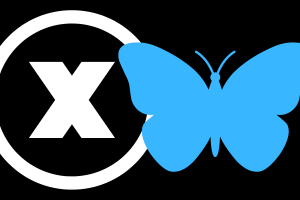 Half a million users flee X for Bluesky after block feature changes - here's how to migrate. White X loo on top of black background next to blue butterfly logo.