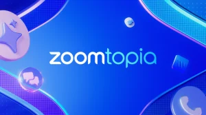 'Zoomtopia' written in the middle of a blue background.