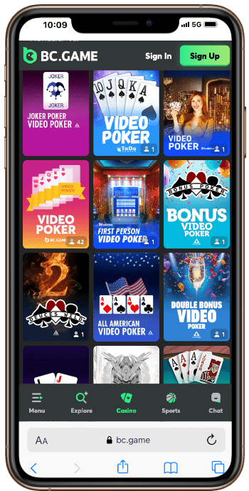 BTC Video Poker at BC.Game