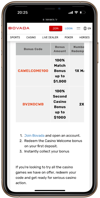 Use a Bovada Bonus Code