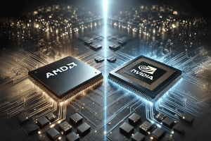 AMD cuts 1,000 jobs to focus on growing AI market as Nvidia leads. AMD AI chip competing with the Nvidia AI chip, emphasizing their rivalry in the high-tech, AI-driven market.