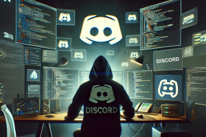 Ex-U.S. airman Jack Teixeira sentenced to 15 years for leaking classified documents on Discord. AI image of a hacker using Discord, surrounded by a digital workspace with multiple screens.