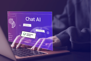 OpenAI launches free course to help teachers safely use ChatGPT - but not everyone is convinced. A person typing on a laptop, with a glowing, futuristic virtual interface displayed above the keyboard that reads 