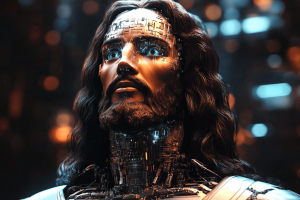 Swiss church unveils AI Jesus for confessions and spiritual guidance. AI image of robotic Jesus