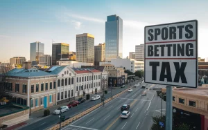 A photo of a Louisiana cityscape with a large sign that says 