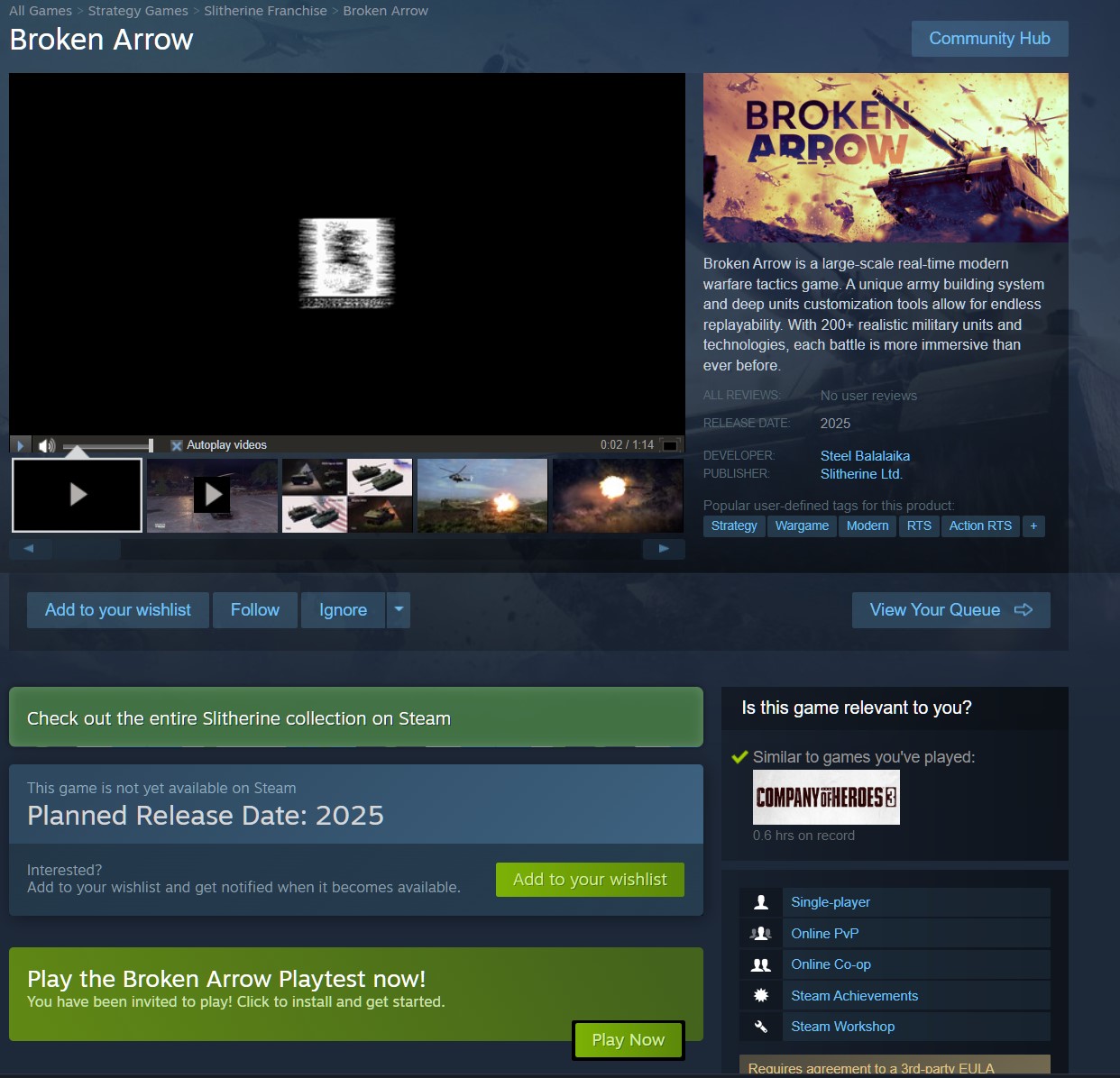 Broken Arrow Steam page