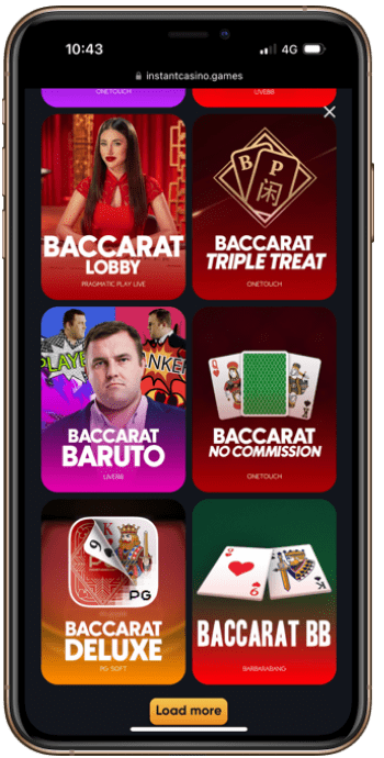 Instant Casino BTC Baccarat