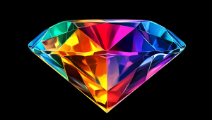 AI image of a colorful, diamond stone / Chinese researchers have indicated diamonds can be used to densely store data for millions of years.