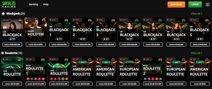 Wild Casino Live Dealer