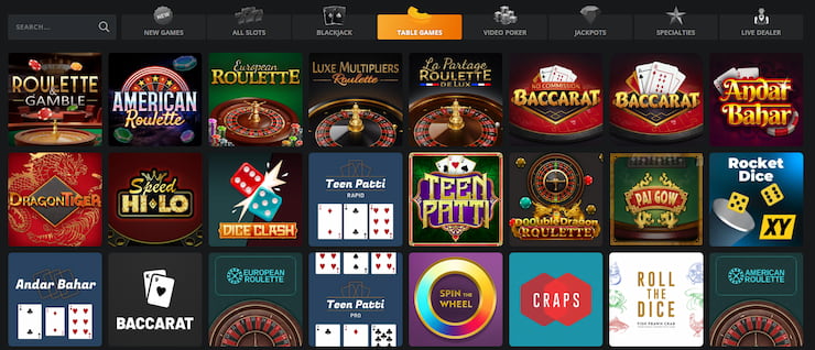 BetWhale Table Games