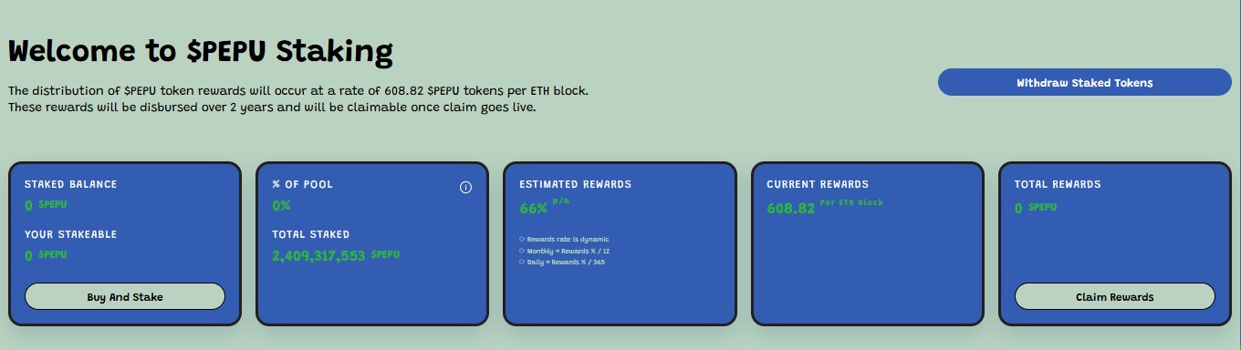 Pepe Unchained High APY Staking