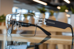 An AI image of Samsung's AR glasses that look like Ray Bans. Samsung targets 2025 for XR headset push, including AR glasses and Galaxy surprises