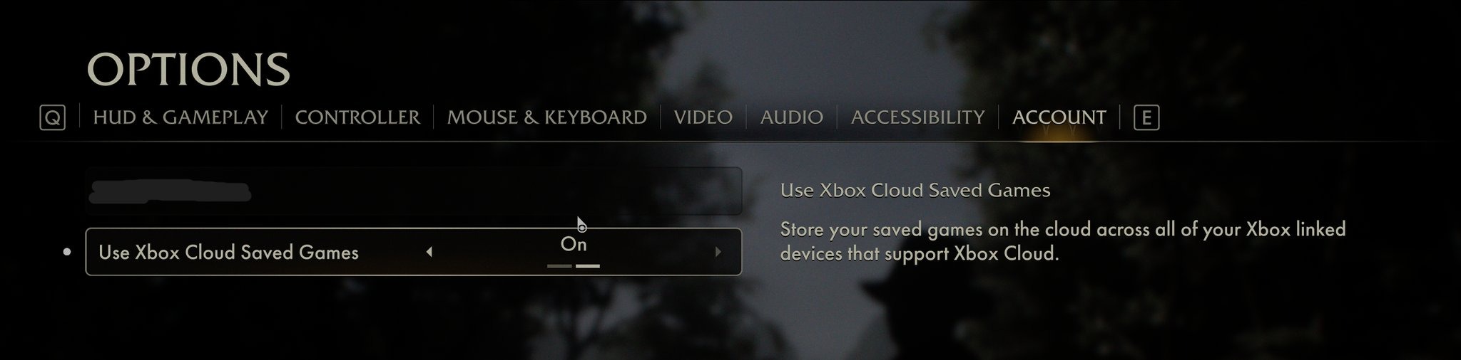 Options menu for Indiana Jones and the Great Circle showing the option to use an Xbox save