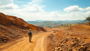 AI image depicting mining fields in Africa / Congo takes action against Apple over use of conflict minerals.