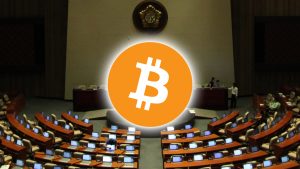 bitcoin logo on top of south korean assembly