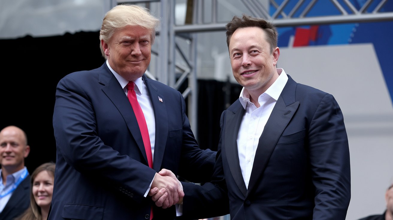 AI image of Donald Trump shaking hands with Elon Musk