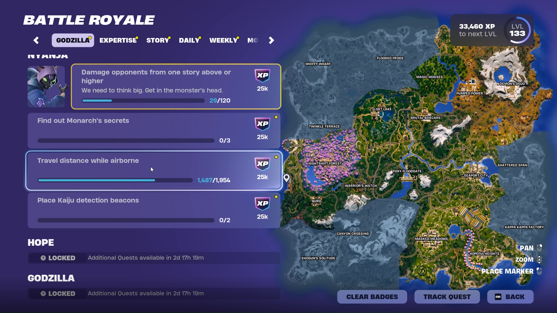 Godzilla Fortnite quests