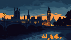 AI image to depict the UK Houses of Parliament / UK government to criminalize sexually explicit deepfake imagery.