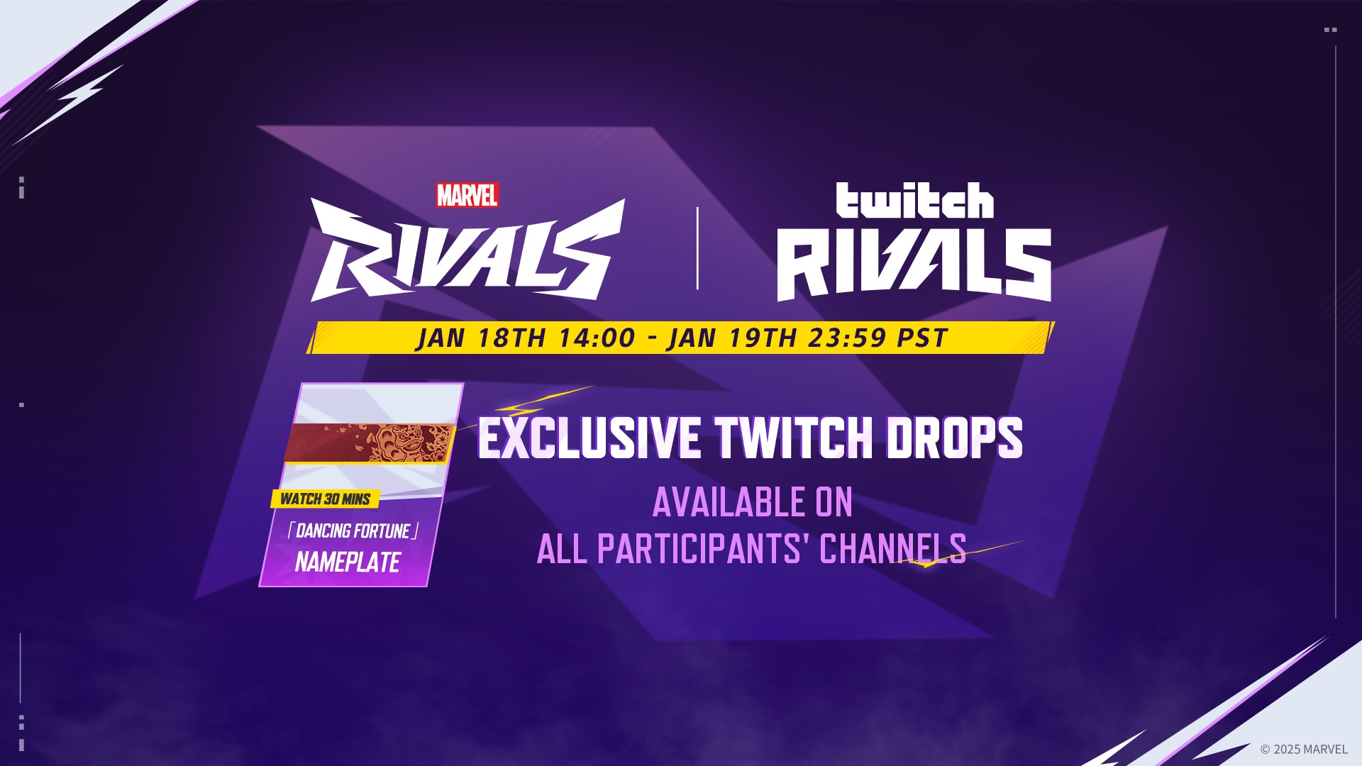 marvel rivals twitch rivals dancing fortune nameplate dropv