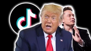 TikTok logo, Trump and Elon Musk