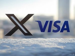 AI image to represent the logos of X and Visa / X secures partners agreement with Visa in crucial step toward the 'app for all'.