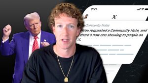 zuckerberg on top of trump with community notes in the background