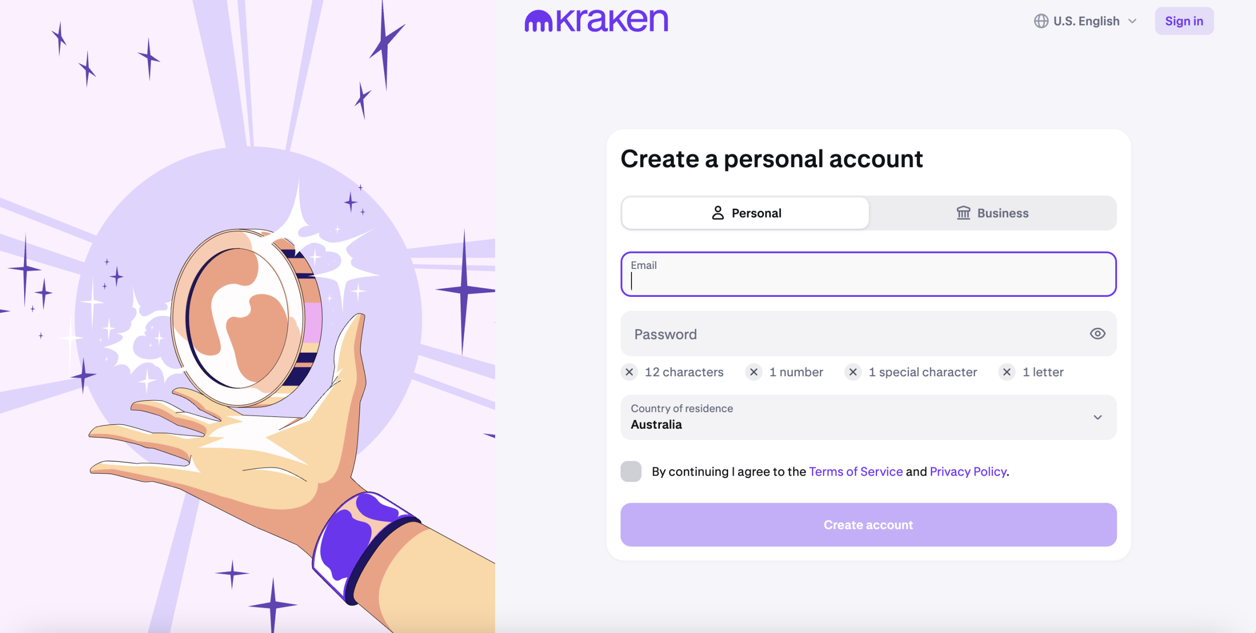 Kraken sign-up