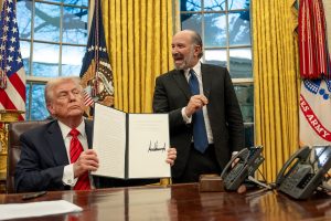 President Donald Trump signs Executive Orders, Monday, February 10, 2025, in the Oval Office. (Official White House photo by Abe McNatt)