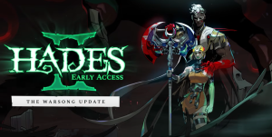 Title screen for Hades 2, featuring Melinoe and Ares