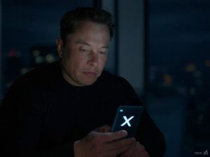 AI image to depict Elon Musk's X platform / X appears to be blocking links to Signal.