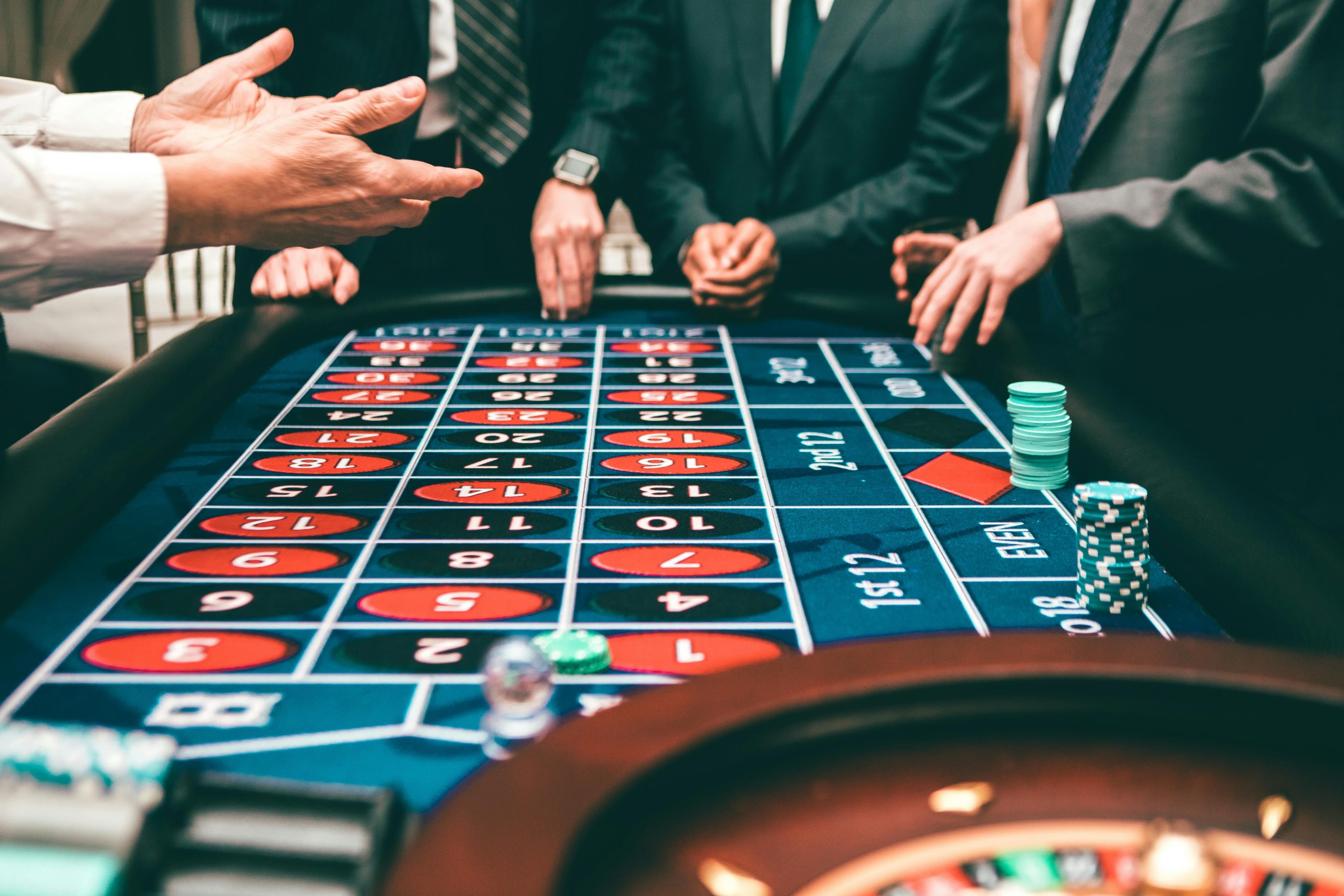 Casino table with bets and wagers being placed